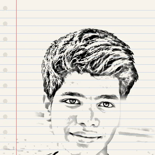 Pen sketch of Prabhat Tiwari on lined notebook paper
